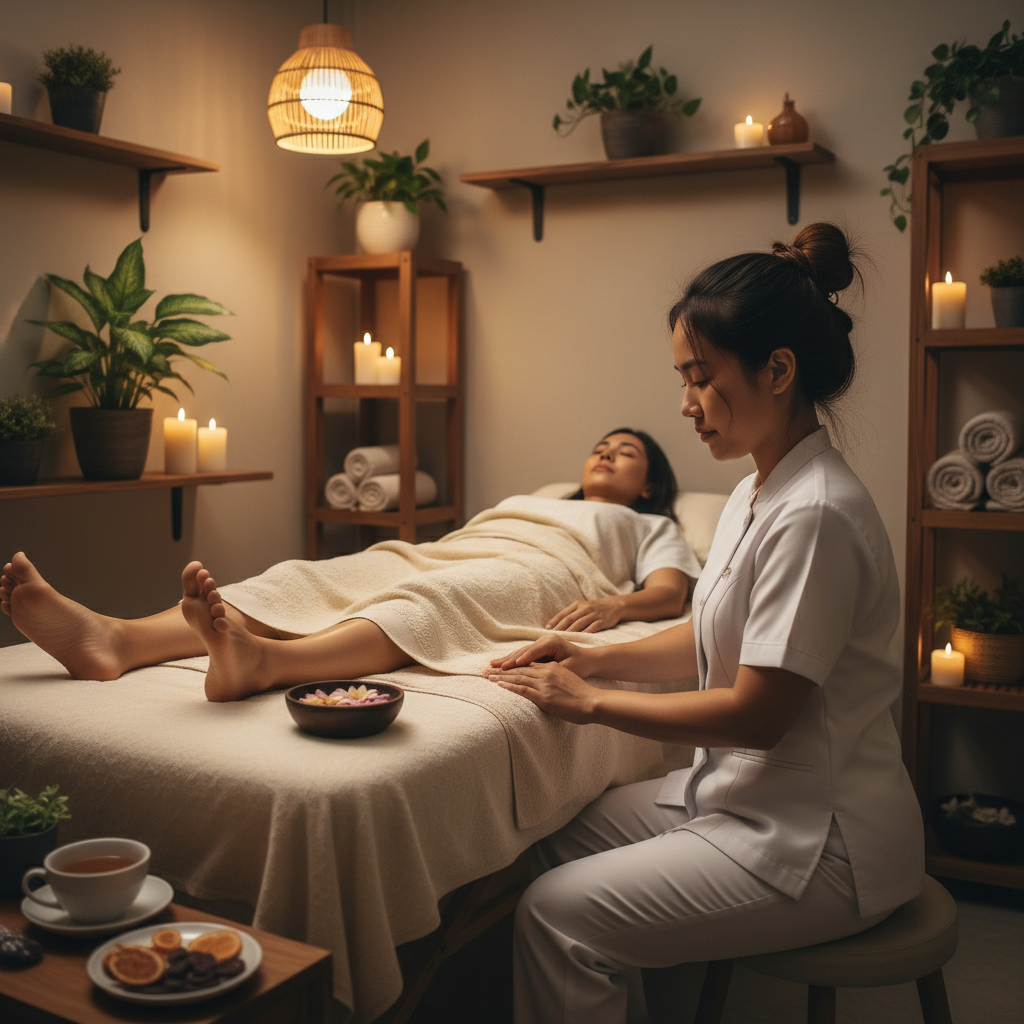 A reflexology foot chart showing different pressure points and their corresponding organs.