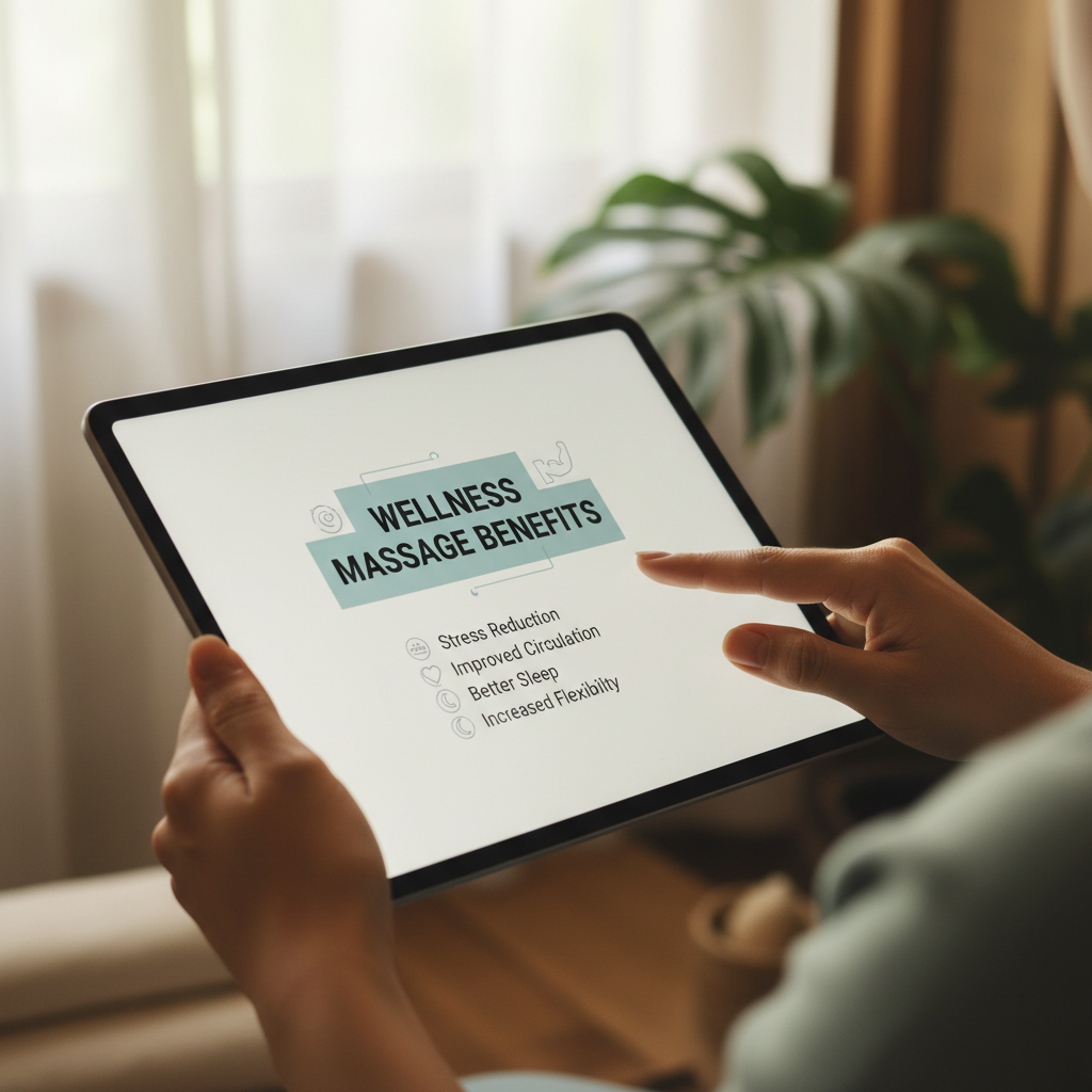 A client smiling and relaxing during a shoulder massage